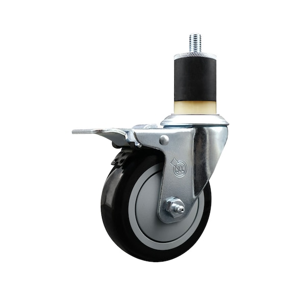 4'' Black Poly Swivel 1-7/8'' Expanding Stem Caster Total Lock Brake